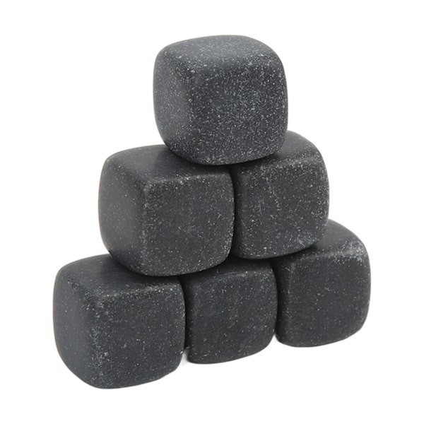 Basalt Whisky Stones Set med förvaringspåse för Whisky Cognac Vin Dryck Återanvändbar kylning Whisky Rocks för present 6st Set