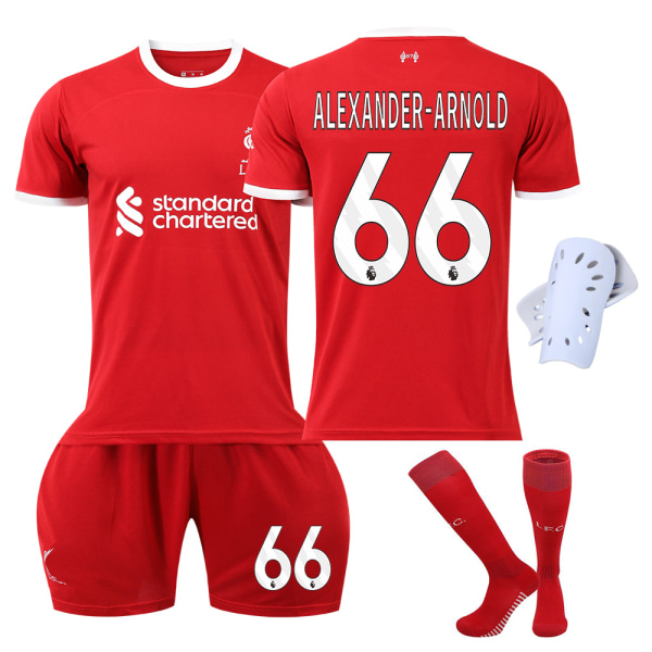 23-24 Liverpool fodboldtrøje nr. 11 Salah 9 Firmino 66 Arnold 10 McAllister trøje + knæbeskyttere XXL NO.66