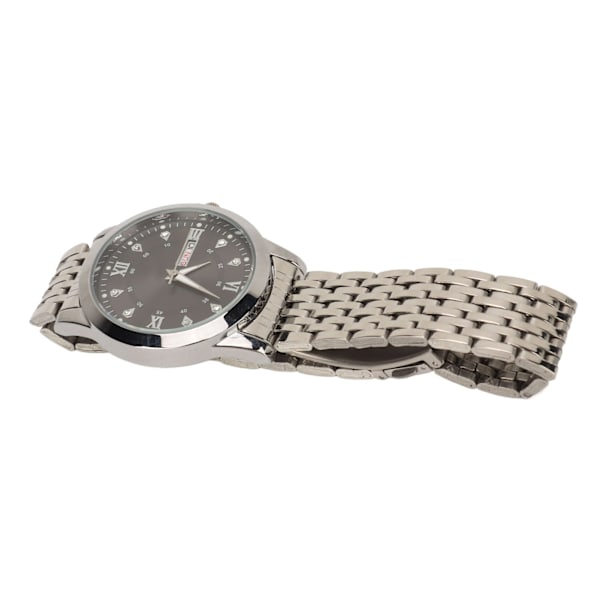 Herre-ur med Quartz-værk, Dag/Dato, Vandafvisende, Casual, Luksuriøst, Lysende, Mode, Dress-ur med Alloy-armbånd til Forretning, Sølv/Sort