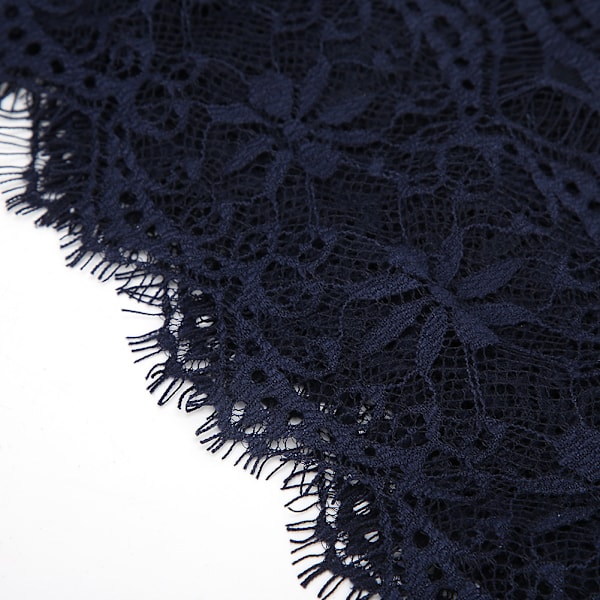 14,5 cm Polyester Silke Kläder Broderi Spets DIY Klänning Hantverk Tyg Kläder Dekoration Marinblå