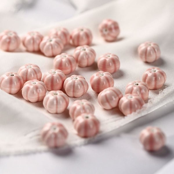 Græskarperler DIY løse perler vævet armbånd halskæde materialer pink 20 pieces
