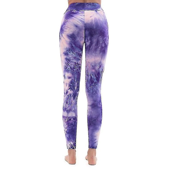 Paintetut Tie Dye -kuvioiset korkeavyötäröiset peppua kohottavat joogahousut XL, violetti ja sininen