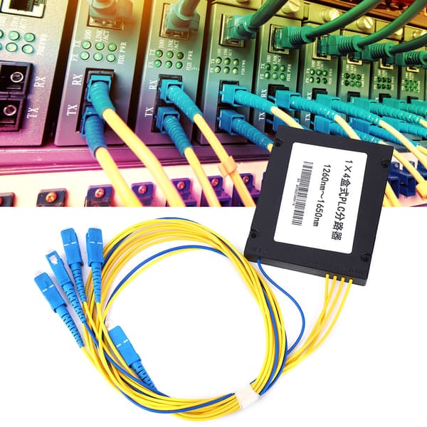 PLC Fiber Splitter Singelmodus Lavt Innsettingstap 1X4 SC/UPC Grensesnitt for Hjemmekabling