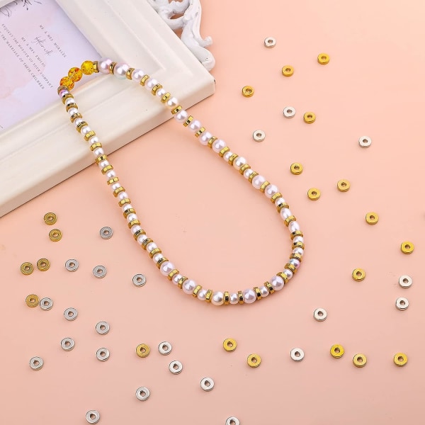 1000 stykker 6 mm guld Heishi flad rund afstandsstykke Spacer Beads CCB Plastic Disc Rondelle