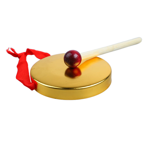 Hand Gong Mini Bärbar Musikinstrument Utomhusleksak med Mallet för traditionell kinesisk slagverk Guld 9 cm