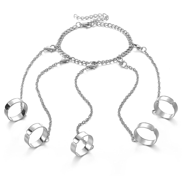 Trend Geometrisk Tjock Kedja Ring Armband Allt-i-ett Chain Back Chain Smycken