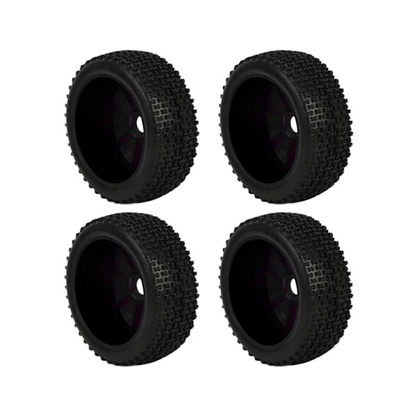 4st RC biltätningshjul Fordon Plasthjul Nav Gummi Däck Set för 1/8 1/10 RC Short Course Truck CarBlack