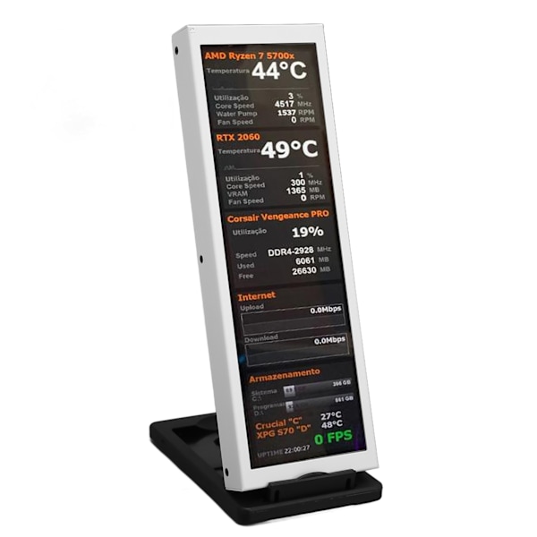 7,9-tommer PC Temp Monitor metalhus IPS CPU GPU SSD Data Temperatur Monitor Panel til AIDA64 Hardware Driver Board