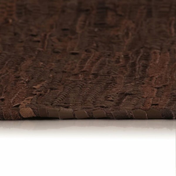 Håndvevd Chindi Teppe Skinn 80 x 160 cm Brun