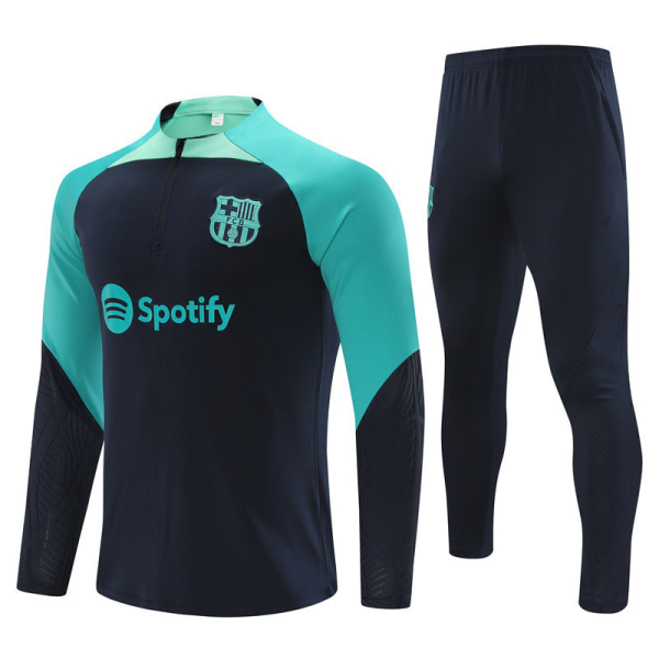 Sesong 23-24 Barcelona langermet halv treningsdrakt fotballuniform for treningsdress for voksne Langermet dress kongeblå 14