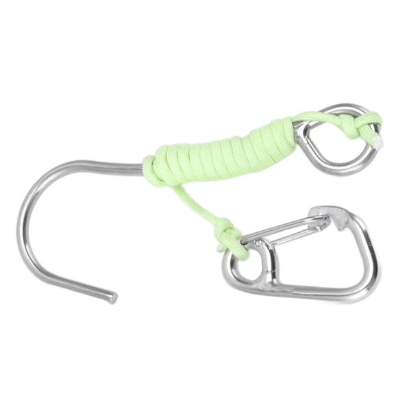 Dykke Enkeltkrok 316 Rustfritt Stål Anti-Tapt Revkrok med Lanyard Gløder i Mørket for Undervanns Dykking Grønn