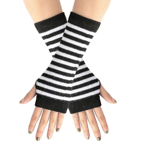 Korte handsker Ensfarvede handsker Stretchy fingerløse vanter med hul til tommelfingeren C