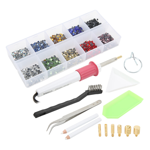 Hotfix-applikatorsett Enkelt å bruke Hotfix Rhinestones applikatorverktøy for håndverk Lærklær 110‑240V US-kontakt