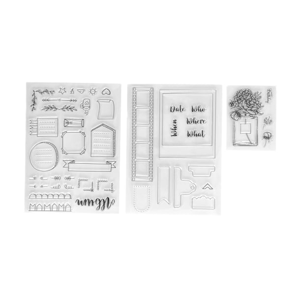 3 stk. klare stempler DIY Interessant Holdbar Gjenbrukbar TPR Materiale Transparent Utseende Preging Scrapbooking Verktøy