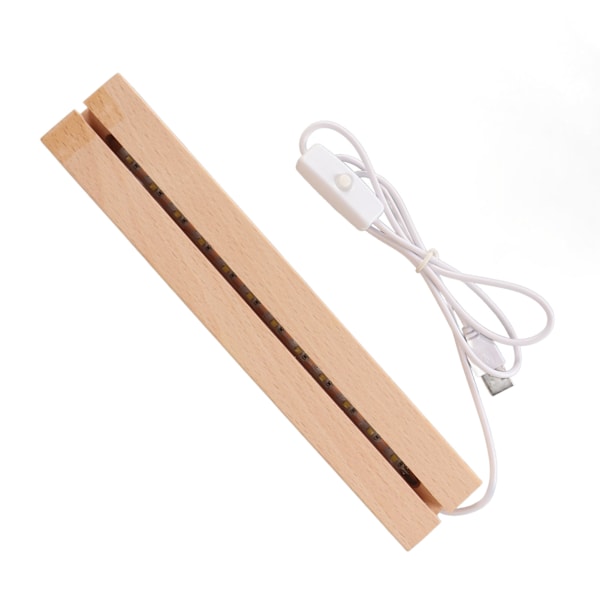 Rektangulær LED-lys Displayfod Varmt lys USB-interface Træ Art Lights Displayfod til Krystal Glas Akryl 24cm / 9.45in