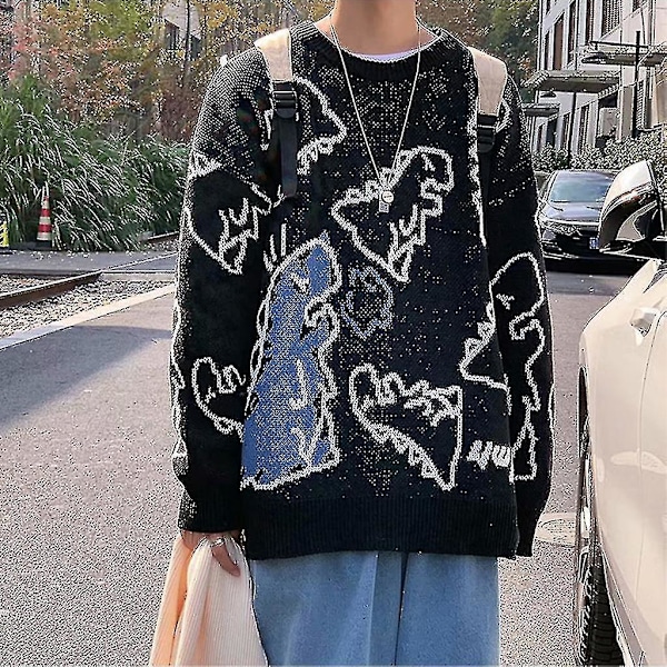 Sød Dinosaur Print Unisex Oversized Grøn Trøje