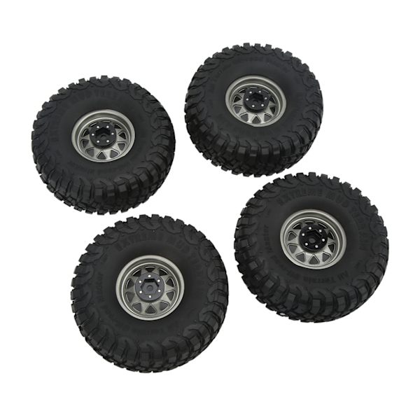 4 kpl 1,9 tuuman pyörien renkaita 10 reiän navalla epätasaisella sora-kuviolla SCX10 1/10 RC-automalleille, harmaa