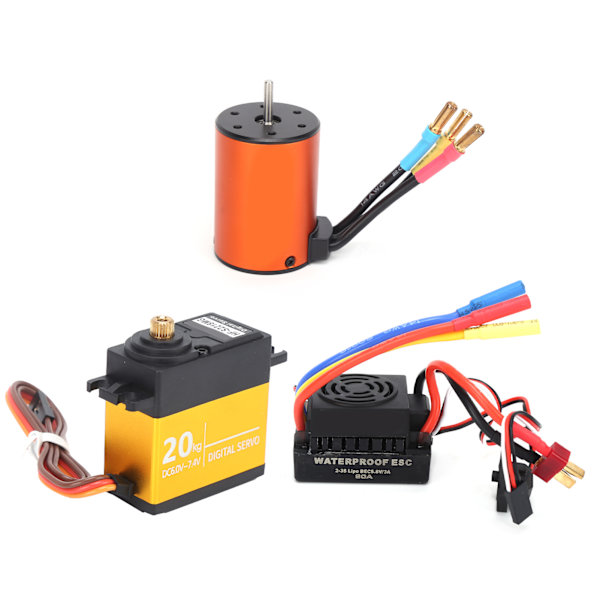 Uppgraderad Vattentät 3650 3100KV Borstlös Motor 60A ESC 20KG Servo Kit för 1/10 RC Bil