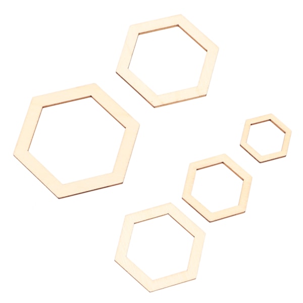205 st hexagonala träutskärningar 5 storlekar Lätt hållbar Luktfri tomma träbitar för dekoration DIY Craft