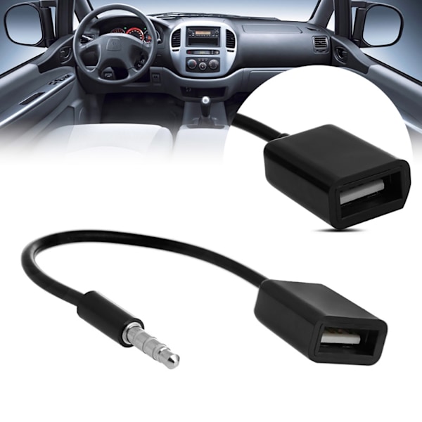 3,5 mm lydkontakt til USB 2.0 hann til hunn adapterkabel for bil MP3