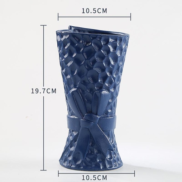 Creative Frosted Ceramic Vase Ornament tummansininen