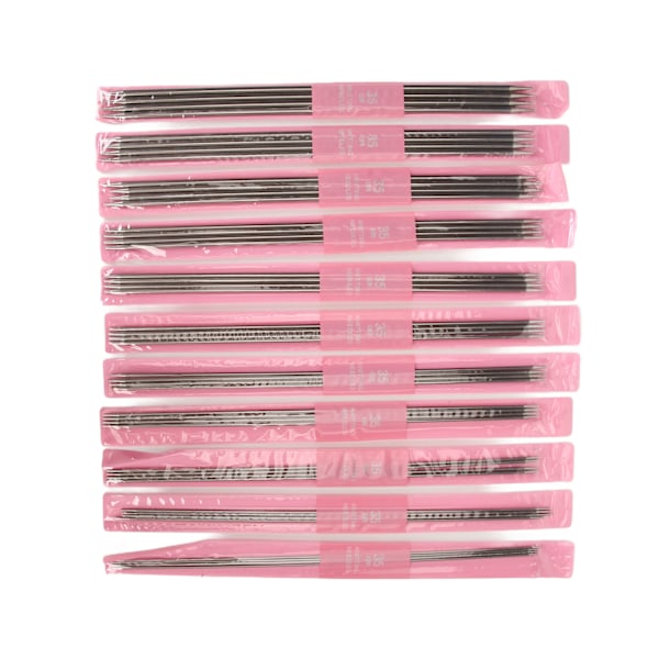 11 storlekar 44 st dubbla spetsiga stickor set 13,8 tum längd rostfritt stål DIY stickor för strumpa 2 mm till 6 mm
