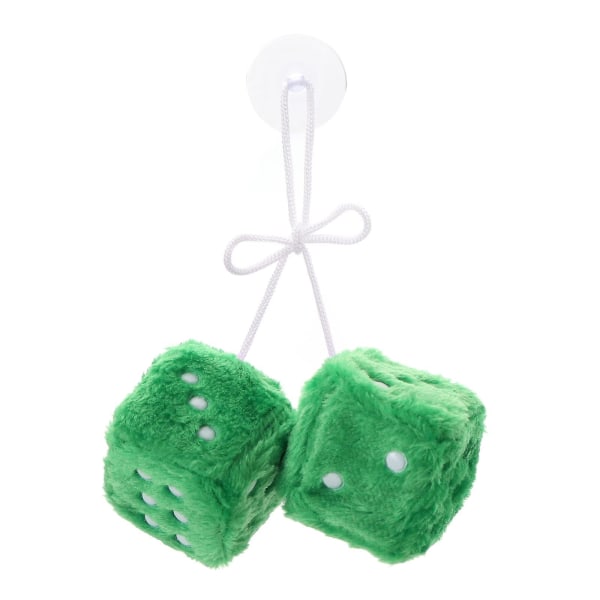 2st hängande tärningar med prickar för bilpar Fuzzy plysch bilhänge Sugkopp Fyrkantigt hänge för bilglaskylskåp Green