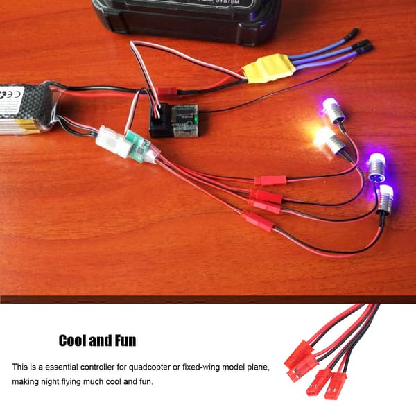 LED-lysstripe-kontroller for RC-modellfly og quadcopter for nattflyging (6S)
