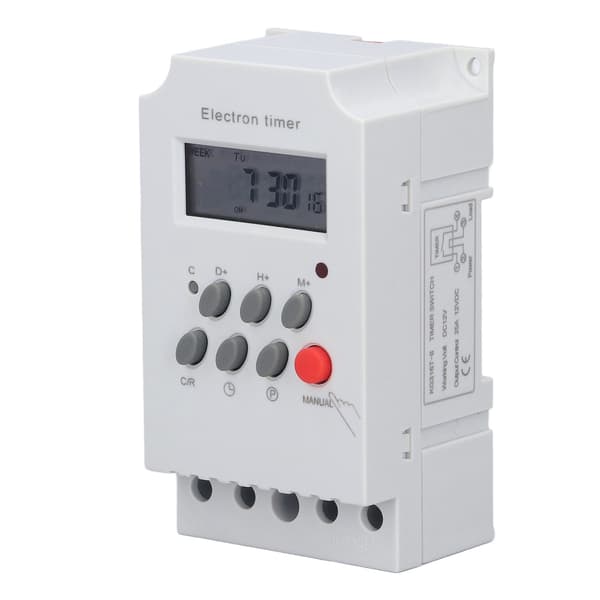 Elektronisk Timer Switch DIN-skena LCD Mikrodator Elektron Intelligent Controller KG316TII (DC 12V)