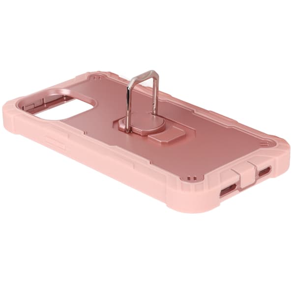 Ripebestandige Armor-deksler med stativ for IPhone 13 Pro Max mobiltelefoner Armor Protect Case (Rosa Gull)