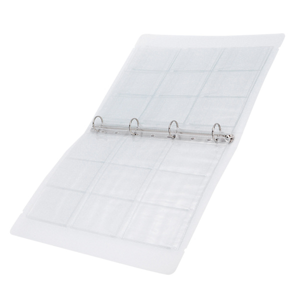 Gennemsigtig mappe Photo Organizer Badge Opbevaringsbog Perforeret ringbindersmappe 6 sider (Shell 9 huller indvendig)