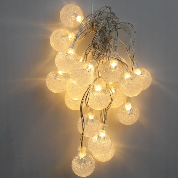 2,2M 20 LED Varm hvit Krystallkule Globe Boblestreng Lampe Fairy Light for Party Bryllup Home Decor Julegave