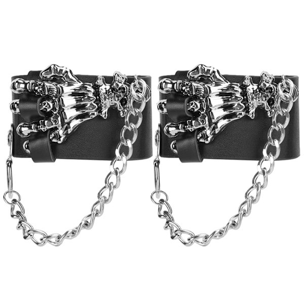 2st Nitarmband Cool Skull Hand Män Kvinnor Bred armring för kläder dekoration