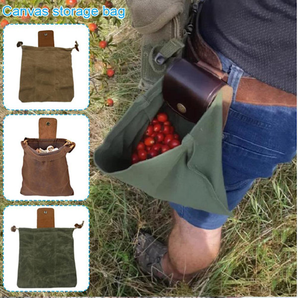 Läder och canvas Bushcraft väska Hopfällbar vaxad canvas foderpåse för vandring