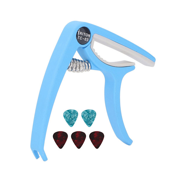 Elgitarr Capo ABS Quick Release Ukulele Gitarr Capo Set med 5 st gitarrval för Mandolin Banjo Blue