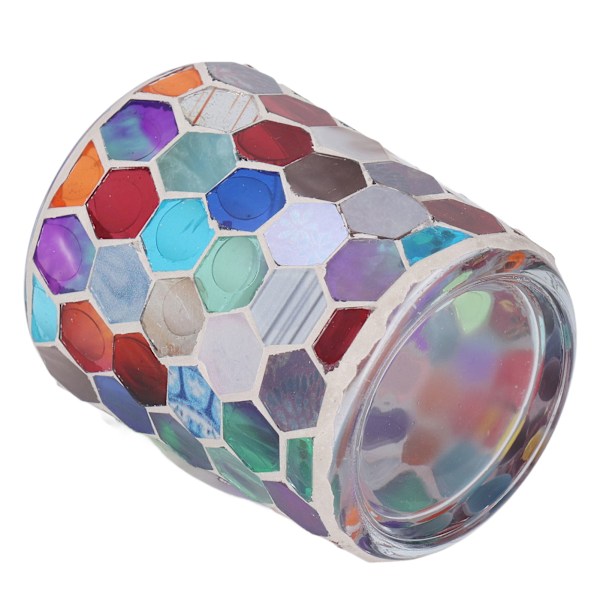 Glasljusstake Modern Europeisk Färgrik Hexagonal Mosaik Ljusstake Hemma Ljusmiddag Dekoration
