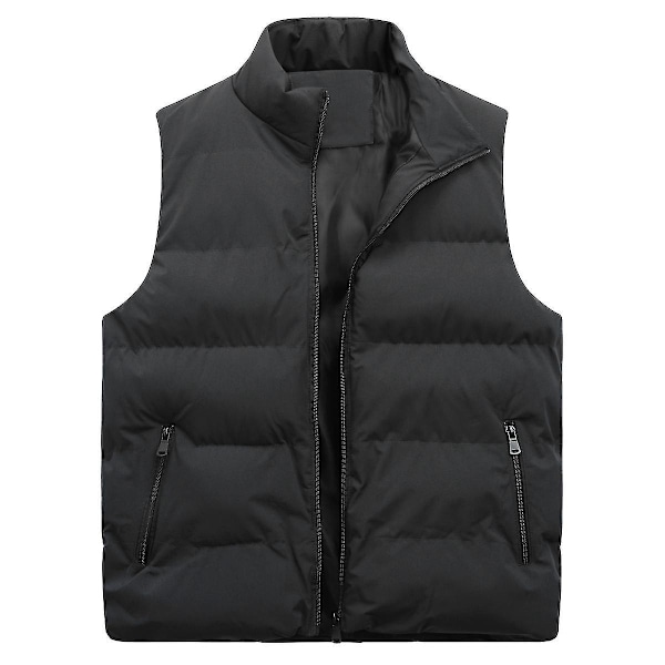 Men's Packable Puffer Down Vest - Sleeveless Quilted Jacket (XL, Black)