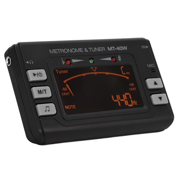 Metronomtuner Elektrisk LCD-instrument 3 pickup-tilstande til guitar violin saxofon MT‑40W blæseinstrumenter