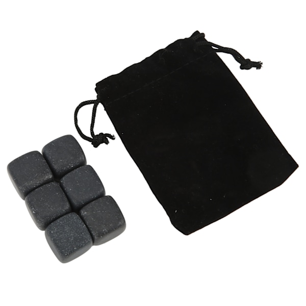 Basalt Whisky Stones Set med förvaringspåse för Whisky Cognac Vin Dryck Återanvändbar kylning Whisky Rocks för present 6st Set
