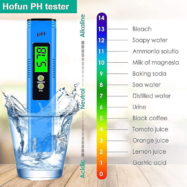 Digital pH-måler - Professionel pH-pen med høj nøjagtighed (0,01 pH) - 0-14 pH måleområde - Ideel vand pH-tester