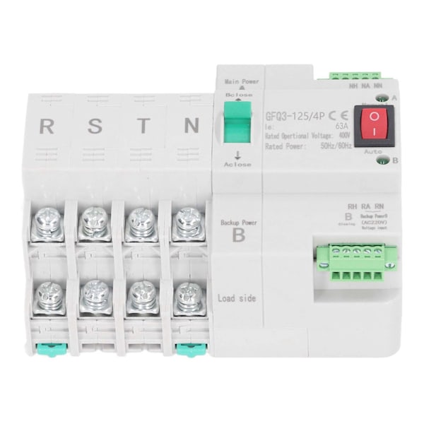 Dual Power Automatisk överföringsbrytare DIN-skenamonterad 4P Generator-omkopplare AC400V 63A