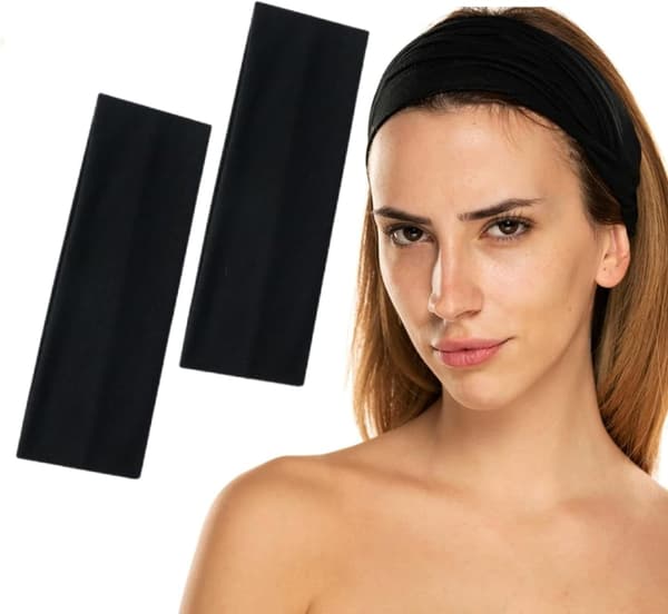 【NX】2 stk. 7 cm Unisex Pandebånd Åndbare Svedbånd (Sort)