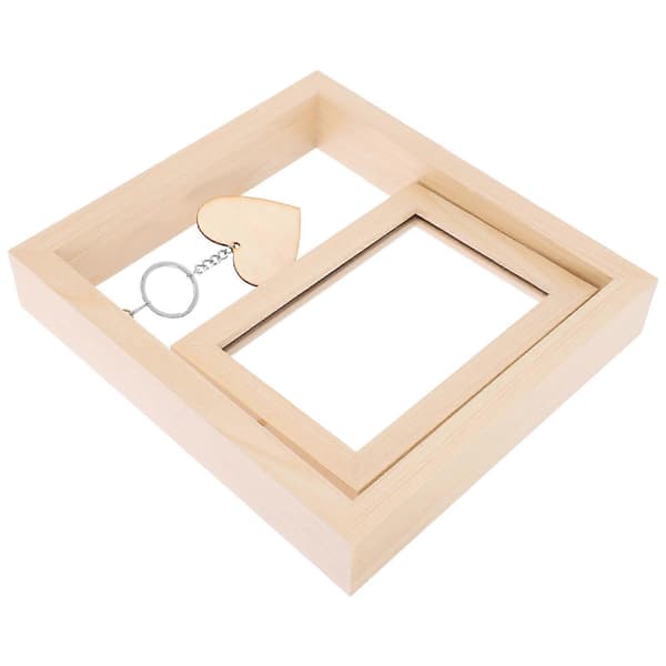 Rotating Wooden Photo Frame with Double-Sided Display and Heart Pendant