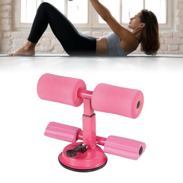 Sit Up Bar Gulv Metal Dobbeltstang Bærbar Sit Up Assistent Enhed med Sugkop til Fitnessøvelser Abdominal Muskler Fuldkrops Træning Pink