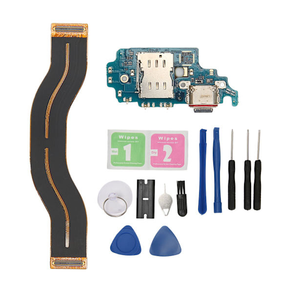 Byte av laddningsport för Galaxy S21 Ultra 5G G998B EU-version PCB USB C dockningskontakt Flexkabel reparationsdel med verktygssats