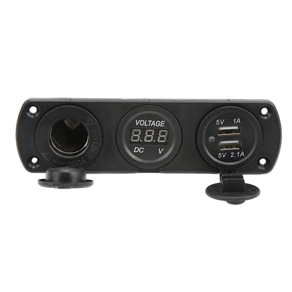 3-i-1-laderudtag Panel Dobbelte USB-udtag Panel Cigarettænderudtag LED Digital Voltmeter til Lastbil Marine RV