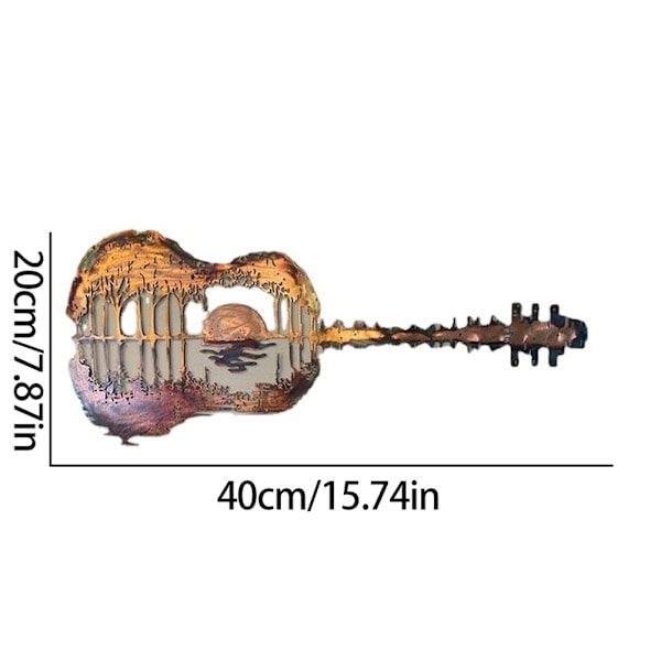 Gitarr metall väggkonst Retro väggdekor hängande väggprydnad för inomhus utomhus kontor hem musik studio dekoration