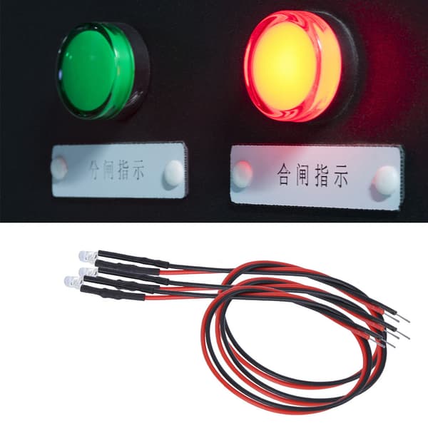 50 stk. 12V ferdigkablet LED-lysdiode 3 mm rundt hode lysperle flerfarget rask blinking