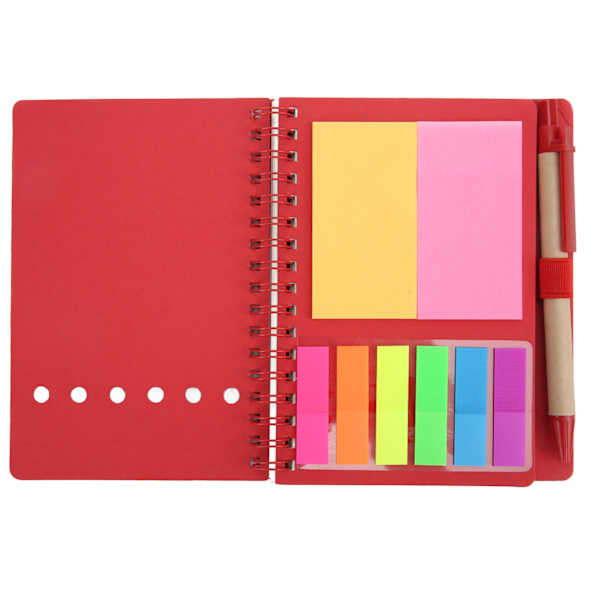 Bärbar anteckningsbok enkel dubbelspole läder anteckningsbok Student anteckningsblock med instickspenna Business Office StationeryRöd