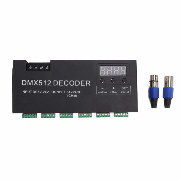 24 Channel DMX Decoder Digital Display RGBW DMX512 Dimming Driver LED Controller for Stage Bar DC5V‑24V